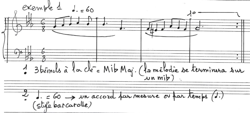 Choix d'exemples placer les accords
